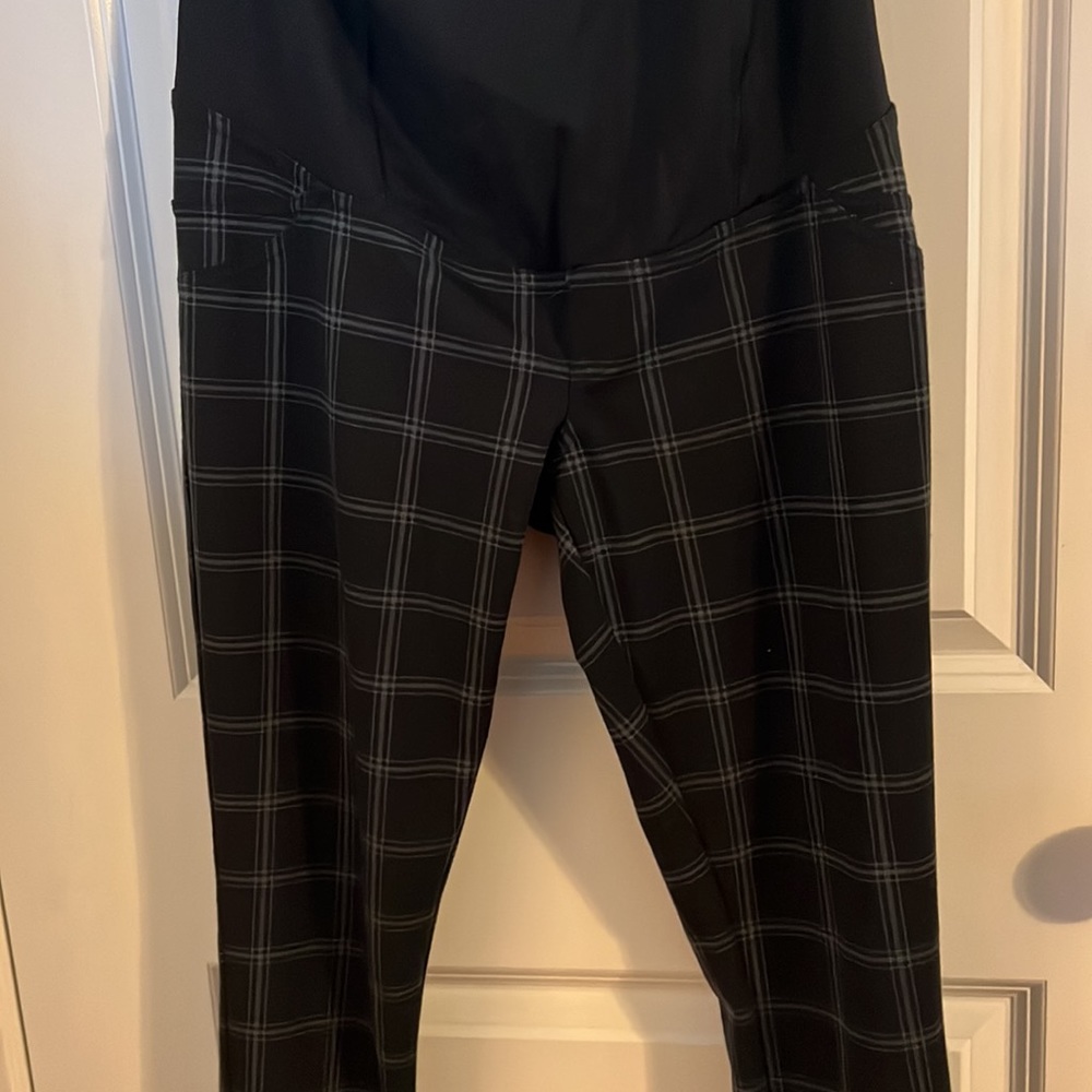 Plaid maternity pants